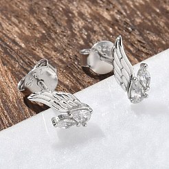 925 серьги-гвоздики из стерлингового серебра с прозрачным кубическим цирконием EJEW-Q032-01A-P