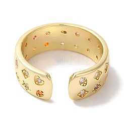 Латунные микро-паве разноцветные кольца-манжеты со звездами/ромбами/сердечками из кубического циркония для женщин&nbsp;LS-RJEW-C098-31G