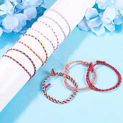 7 pulsera trenzada de cordón de algodón bohemio de 7 colores&nbsp;BJEW-TA0001-29