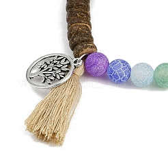 Браслеты с подвесками из натурального выветренного агата и кокоса для мужчин и женщин BJEW-JB12134