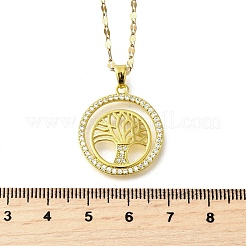 Подвески из латуни с микропаве из прозрачного кубического циркония в виде дерева жизни&nbsp;NJEW-H066-01E-G