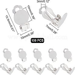 100 pièce de boucles d'oreilles à clip en acier inoxydable 316&nbsp;STAS-UN0034-23