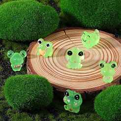 36 pièces 6 styles de décorations d'affichage en résine lumineuse grenouille&nbsp;RESI-SZ0003-45