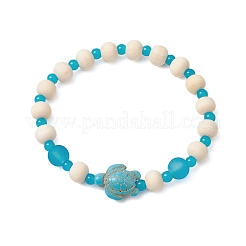 3 bracelet extensible en perles de turquoise synthétique&nbsp;BJEW-JB11124