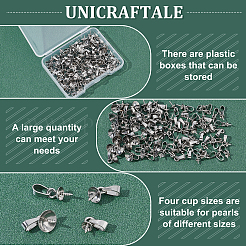 80個 4スタイル 304ステンレススチールカップペグベイル  片穴パーツ用  ステンレス鋼色  13~15.5mm  穴：6x3mm  ピン：1.2~1.3mm  20個/スタイル&nbsp;FIND-UN0001-25P