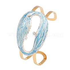 Браслеты-манжеты в форме ракушки из нержавеющей стали 304 с эмалью для женщин&nbsp;LS-BJEW-A049-04D-G