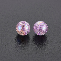 クリアクラックアクリルビーズ  ABカラーメッキ  ラウンド  スミレ  8x7mm  穴：1.8mm  約418個/120g&nbsp;LS-MACR-S373-66-L01