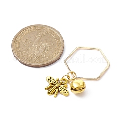 合金の蜂と鉄の鐘のペンダントの装飾  真鍮製六角リング付き  プラチナ·ゴールデン  39mm  2色  10個/カラー  20個/セット&nbsp;HJEW-JM01307