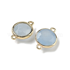 Латунные паве окрашенные натуральные белые нефриты граненые плоские круглые подвески-соединители&nbsp;G-U028-04G-10