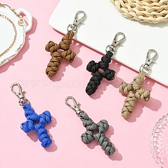 Подвеска-крест ручной работы из полиэстера и спандекса&nbsp;HJEW-JM02690