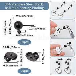 20 Stück Ohrstecker-BeZubehör aus 304 Edelstahl mit Kugelkopf&nbsp;STAS-SC0006-53