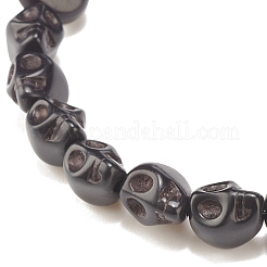 Braccialetto elasticizzato con teschio sintetico turchese (tinto).&nbsp;BJEW-JB08070-02