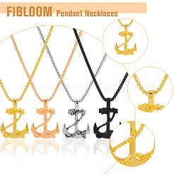4 шт. 4-х цветный комплект из нержавеющей стали с подвеской в виде якоря и цепочкой для мужчин NJEW-FI0001-26
