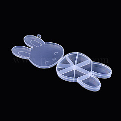 イースターラビット 9グリッド プラスチックビーズ収納容器（ヒンジ付き蓋付き）  透明  14.9x10.3x2cm&nbsp;X-CON-T001-07