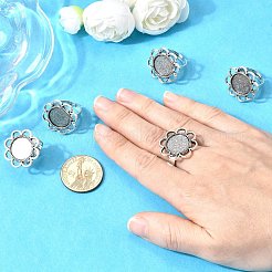 Старинные регулируемые компоненты железа палец кольцо цветка сплава сеттинги кабошон лицевой панели&nbsp;PALLOY-O039-25AS