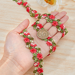 7 ярд двухцветной полиэстеровой цветочной кружевной ленты с градиентом OCOR-DC0001-12