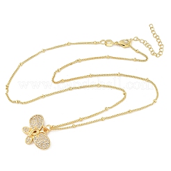 Ожерелья с подвесками из латуни с прозрачным кубическим цирконием NJEW-D306-01G-A