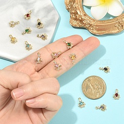 16 шт. 8 цвета латунные подвески с микропаве и кубическим цирконием&nbsp;KK-YW0004-15