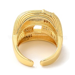 Двухслойные латунные открытые манжеты с микропаве и фианитами X-RJEW-U008-09G