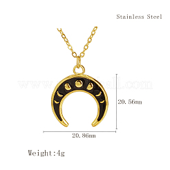 スタイリッシュな304ステンレススチール製ブラックエナメルダブルホーンペンダントネックレス。女性の普段使いにぴったり。  ゴールドカラー&nbsp;VF2621-2