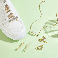8 pieza de 8 estilos de decoración de zapatos de rhinestone de latón y aleación&nbsp;FIND-GO0003-58