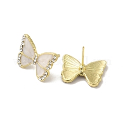 Женские серьги-гвоздики из сплава бабочки и эмали с прозрачными фианитами&nbsp;EJEW-K282-03G