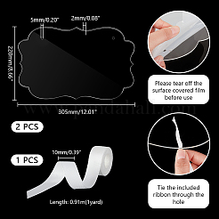 Волнистый прямоугольник акриловый пустой знак подвеска украшения DIY-GA0006-39