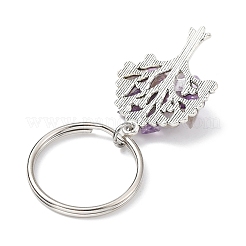 Llavero con colgante de árbol de la vida de aleación y chip de amatista natural&nbsp;KEYC-JKC00648-06