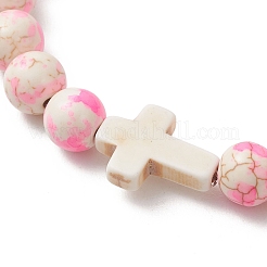 Bracelets extensibles en perles de turquoise synthétiques teintées pour femmes et hommes&nbsp;BJEW-JB13575