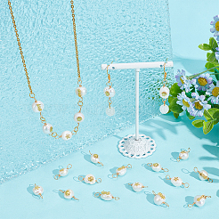 10 комплект подвесок-коннекторов из натурального культивированного пресноводного жемчуга класса АА с пластинками из сплава&nbsp;FIND-DC0003-65