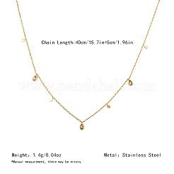 Colliers pendentifs géométriques en forme de larme en acier inoxydable 304 sertis de zirconiums cubiques transparents pour femmes&nbsp;YD2643
