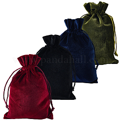4 шт. 4-х цветные прямоугольные бархатные мешочки с завязками&nbsp;TP-CN0001-35B