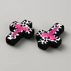 Силиконовые бусины крест на хеллоуин&nbsp;SIL-WH0025-01C