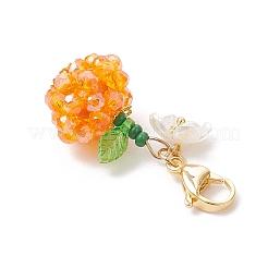 Подвесные украшения из синтетической императорской яшмы и стеклянных бусин с фруктовыми и цветочными узорами HJEW-MZ00307-04