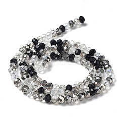 ガラスビーズ連売り  多面カット  ロンデル  ブラック  4~4.5x3.5mm  穴：1mm  約105~110個/連  38~39cm&nbsp;X-EGLA-A034-M4mm-04