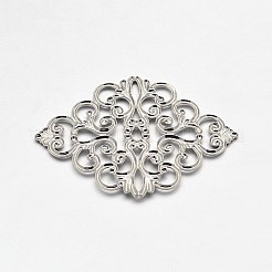 Латунная филигранная фурнитура ромба X-KK-L056-02P