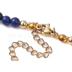 Комплекты ожерелий и сережек из натурального лазурита с бусинами SJEW-JS01302