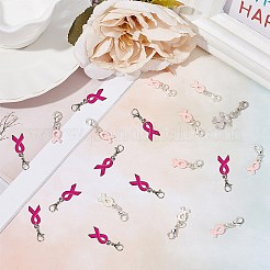 Октябрь рак груди розовая лента осведомленности сплав эмаль подвески ENAM-SC0001-69