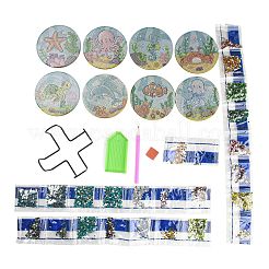 DIY-Diamantmalerei-Set mit runden Tassenmatten aus Holz zum Thema Meerestiere&nbsp;DIY-H163-06