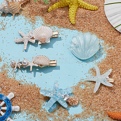 Заколки для волос из крокодиловой кожи в форме морской звезды и ракушки&nbsp;PHAR-WH0006-35