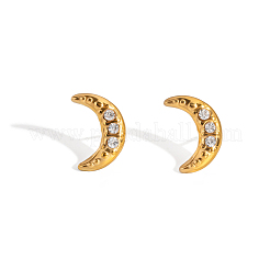 Серьги-гвоздики из нержавеющей стали с микропаве из кубических цирконий в форме луны для женщин LI0948-3