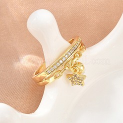 Anillos de dedo de circonita cúbica con micro pavé de latón para mujer&nbsp;CU-CBA0A21-03G
