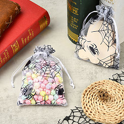 Сумки из органзы с завязками и принтом пауков на тему Хэллоуина ABAG-WH20021-006A