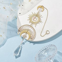 Подвесные ловцы солнца из лунной латуни и нержавеющей стали 304 HJEW-TA00159