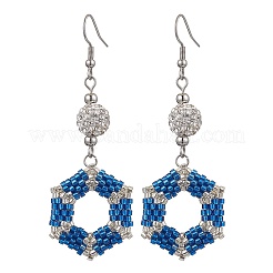 Стеклянные шестиугольные серьги-подвески&nbsp;EJEW-MZ00305