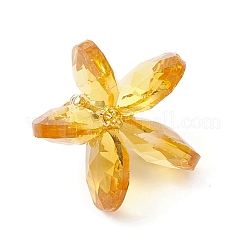 ガラスチャーム  花のチャーム  真鍮のループとシードビーズ付き  多面カット  ゴールド  23~24x24~26mm  穴：2.5~3x3~3.5mm&nbsp;PALLOY-MZ00741-06