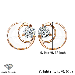 Серьги-гвоздики s925 из стерлингового серебра с прозрачными кубическими цирконами в форме луны PC9878