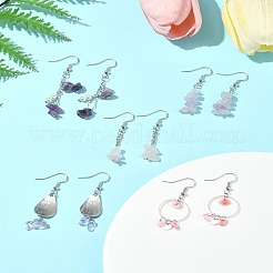 Набор висячих сережек из натуральных драгоценных камней своими руками DIY-FS0006-91