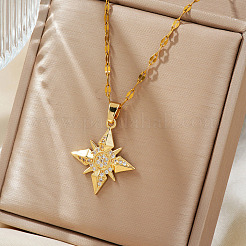 Элегантные ожерелья в стиле хип-хоп с подвеской в виде звезды из латуни и прозрачных кубических цирконий для повседневного ношения RL1797-1