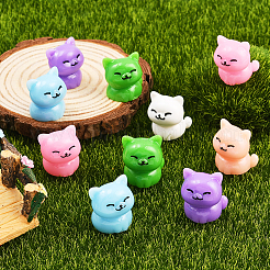 24 шт. 6-х цветные пластиковые украшения в форме кошки&nbsp;DJEW-SP0001-14